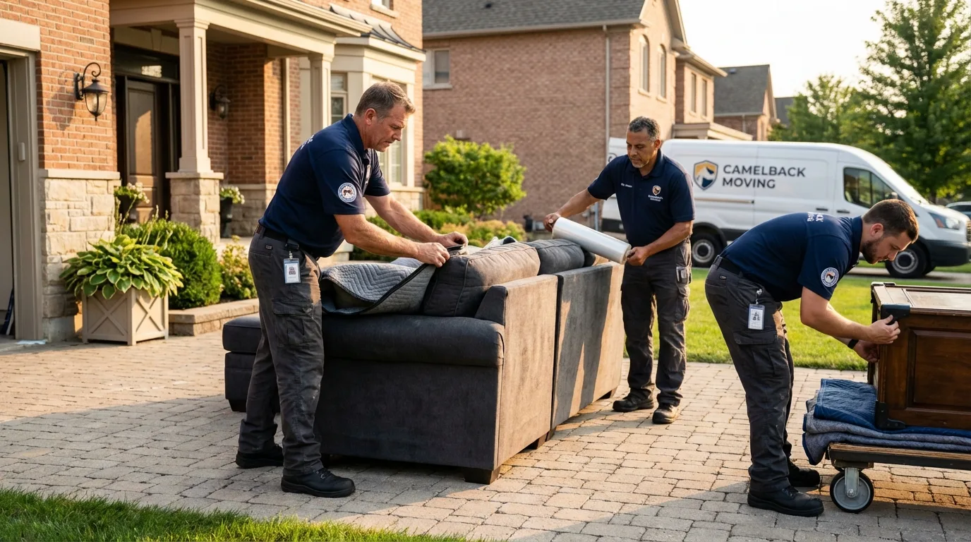 Large estate moving crew wrapping furniture in Herington, KS